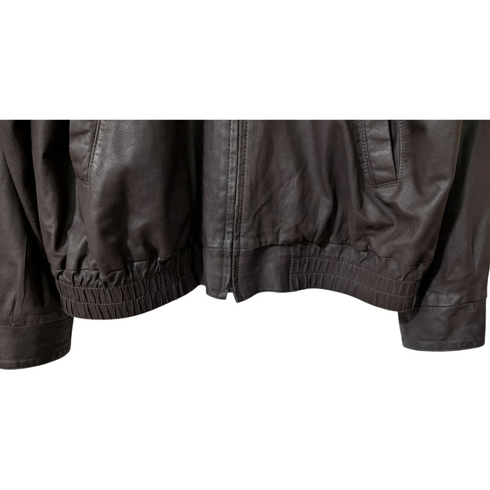 Vintage Remy Dark Brown Leather Bomber Jacket - Men's Size 44 (L) - Made in USA - Picture 7 of 9